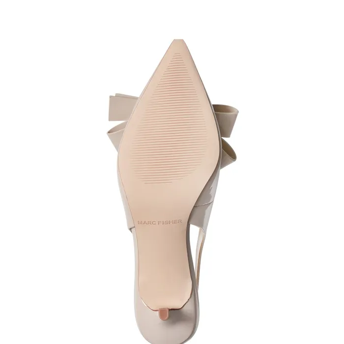 Heels and Pumps Marc Fisher Women Allon Bow Slingback Pump Light Natural Patent