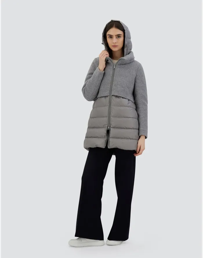 Herno ASHAPE JACKET IN REVIVAL AND NYLON CHAMONIX Grey Women Long Down Jackets