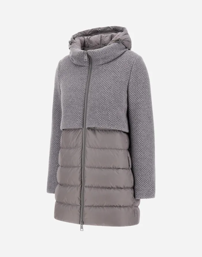 Herno ASHAPE JACKET IN REVIVAL AND NYLON CHAMONIX Grey Women Long Down Jackets