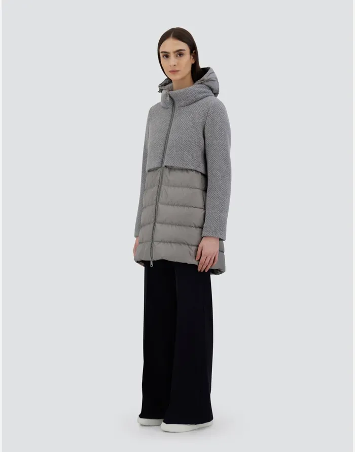 Herno ASHAPE JACKET IN REVIVAL AND NYLON CHAMONIX Grey Women Long Down Jackets