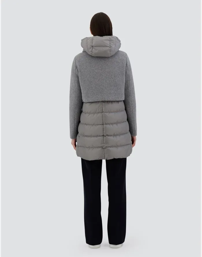 Herno ASHAPE JACKET IN REVIVAL AND NYLON CHAMONIX Grey Women Long Down Jackets