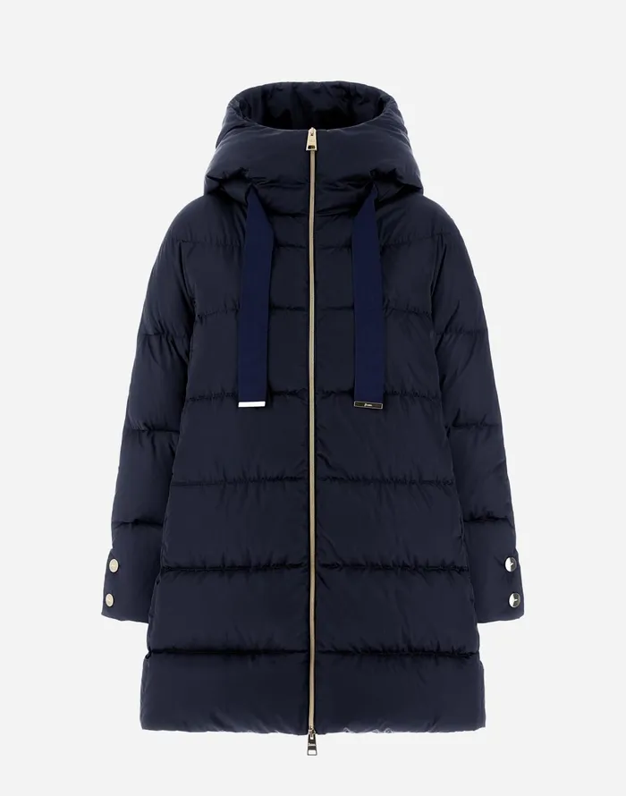 Herno ASHAPE JACKET IN SATIN New Blue Women Long Down Jackets