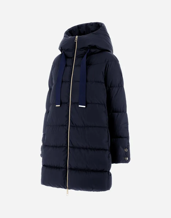 Herno ASHAPE JACKET IN SATIN New Blue Women Long Down Jackets