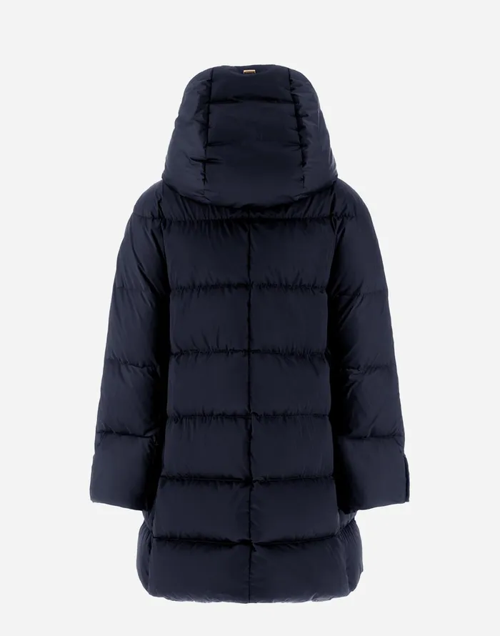 Herno ASHAPE JACKET IN SATIN New Blue Women Long Down Jackets
