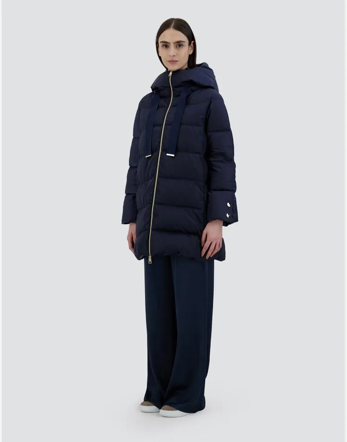 Herno ASHAPE JACKET IN SATIN New Blue Women Long Down Jackets