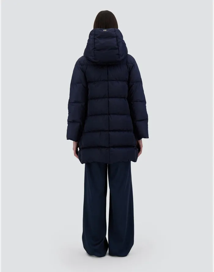 Herno ASHAPE JACKET IN SATIN New Blue Women Long Down Jackets