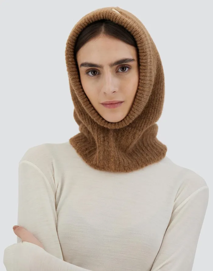 Herno BALACLAVA IN PLAINALPACA WOOL Earthenware Women Hats