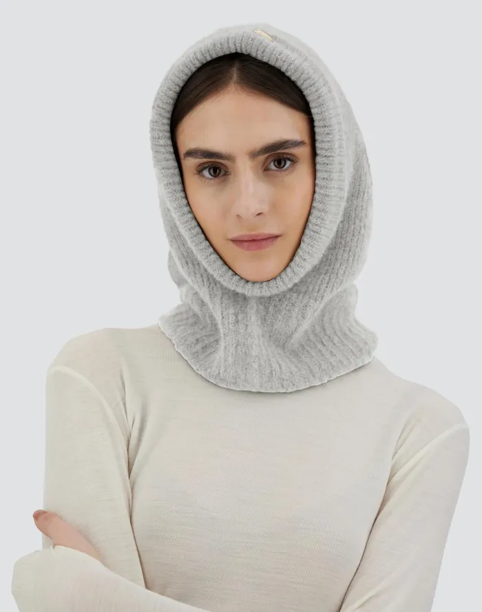 Herno BALACLAVA IN PLAINALPACA WOOL Putty Women Hats