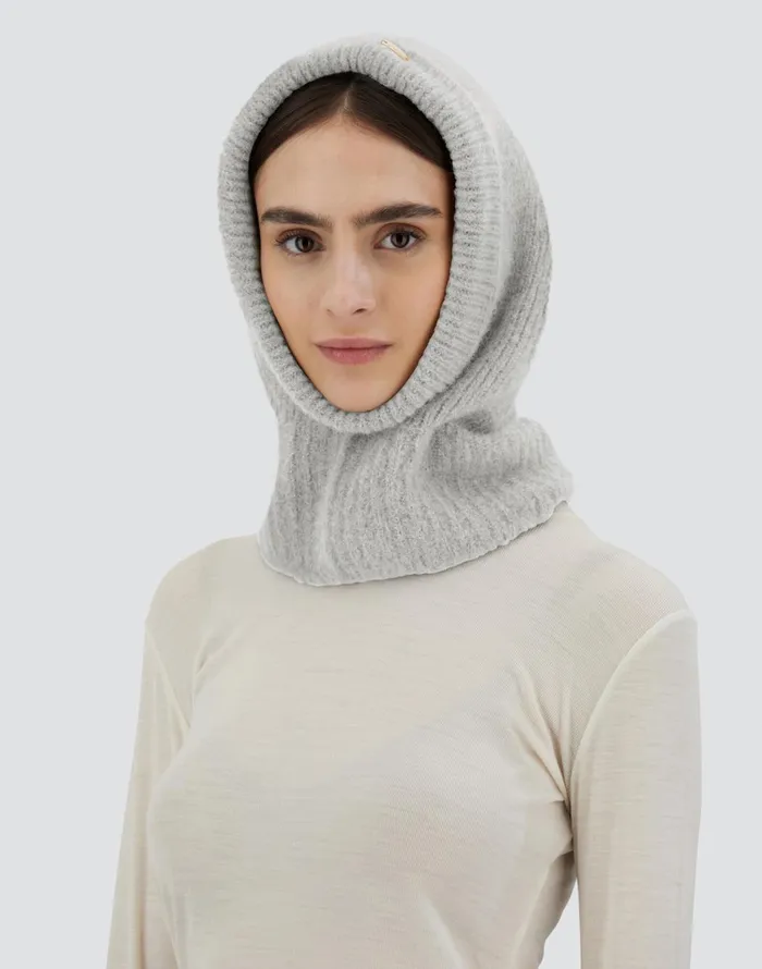 Herno BALACLAVA IN PLAINALPACA WOOL Putty Women Hats