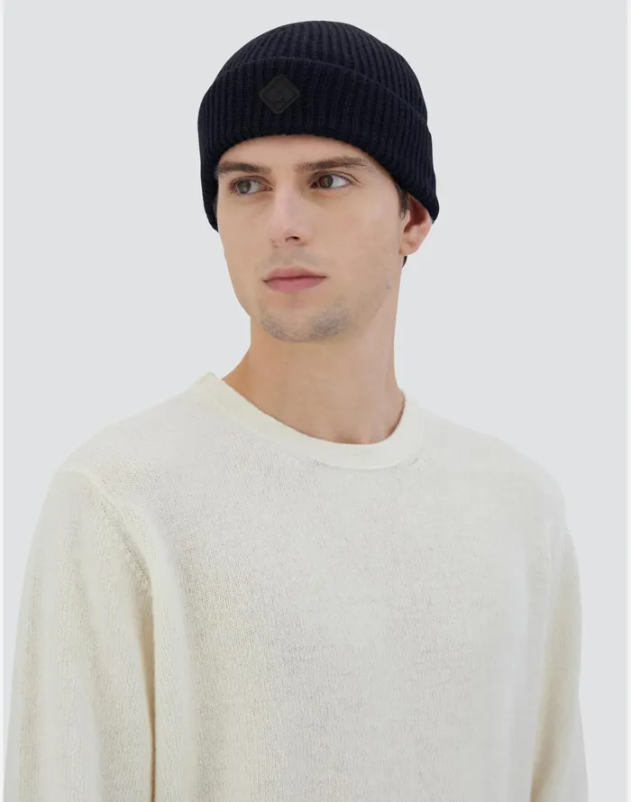 Herno BEANIE IN ENDLESS RIB Dark Blue Men Hats