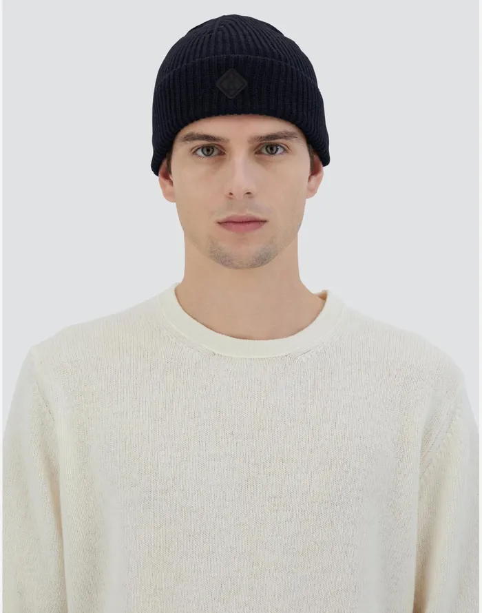 Herno BEANIE IN ENDLESS RIB Dark Blue Men Hats
