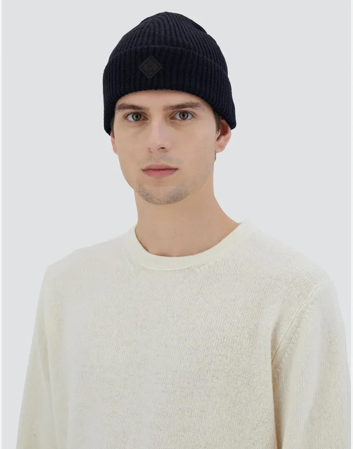 Herno BEANIE IN ENDLESS RIB Dark Blue Men Hats