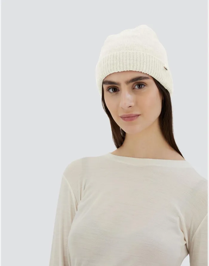Herno BEANIE IN PLAINALPACA WOOL Cream Women Hats