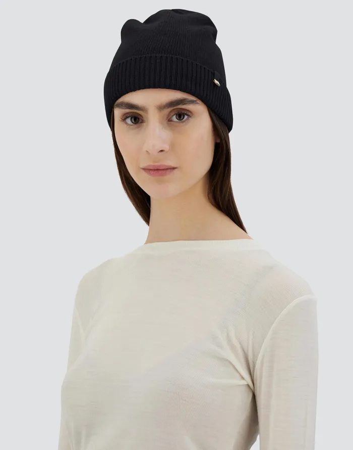 Herno BEANIE IN WOOL Black Women Hats