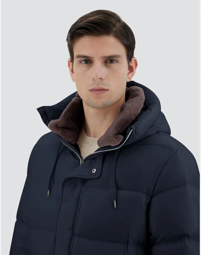 Herno BOMBER JACKET IN ARENDELLE AND FAUX FUR Navy Blue Men Bomber