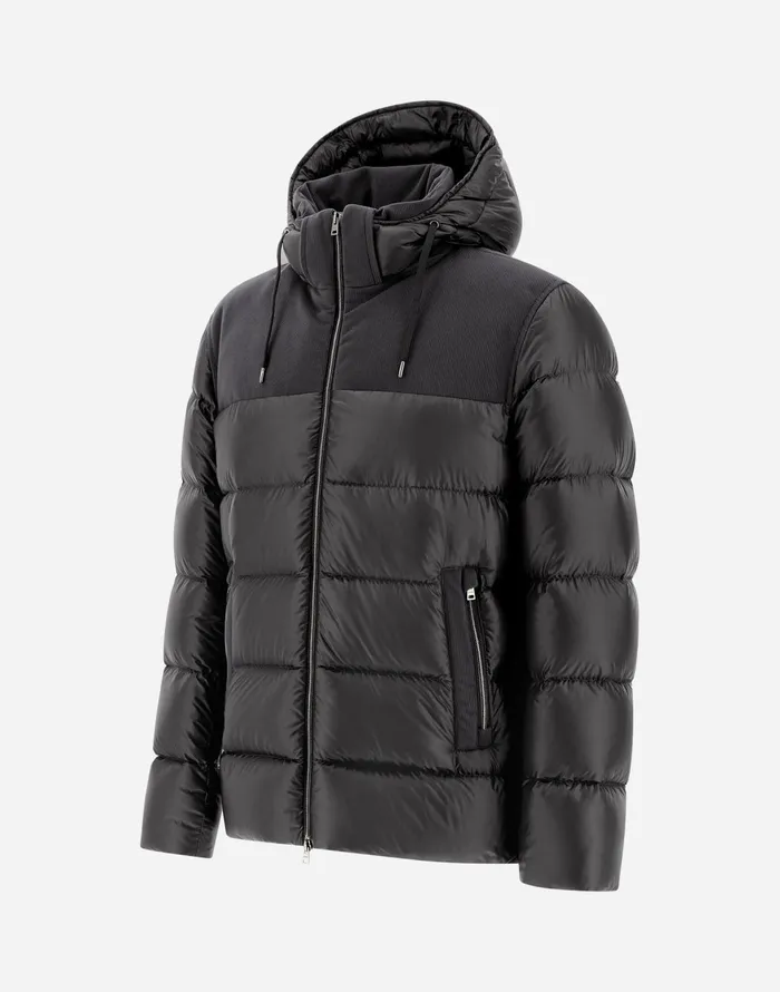 Herno BOMBER JACKET IN NYLON ULTRALIGHT AND LINEN VELVET Dark Grey Men Bomber
