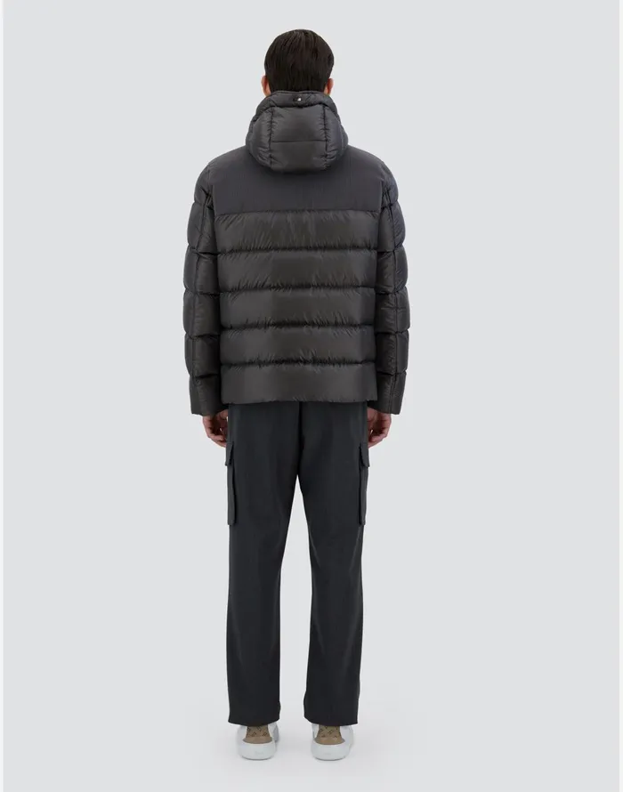 Herno BOMBER JACKET IN NYLON ULTRALIGHT AND LINEN VELVET Dark Grey Men Bomber