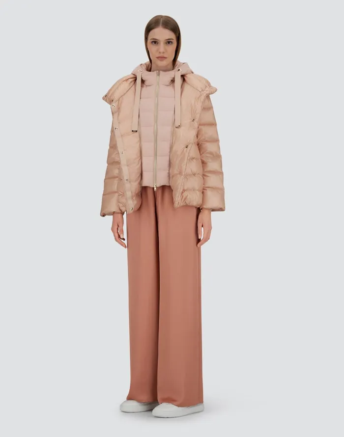 Herno CAPE IN NYLON ULTRALIGHT CASHMERE AND SILK Light Pink Women Short Down Jackets