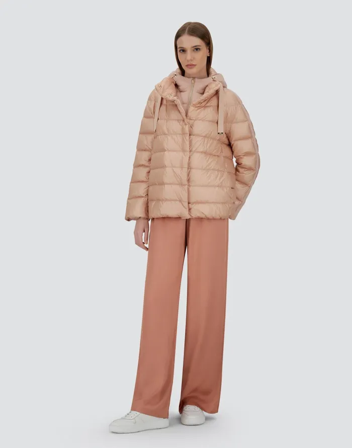 Herno CAPE IN NYLON ULTRALIGHT CASHMERE AND SILK Light Pink Women Short Down Jackets