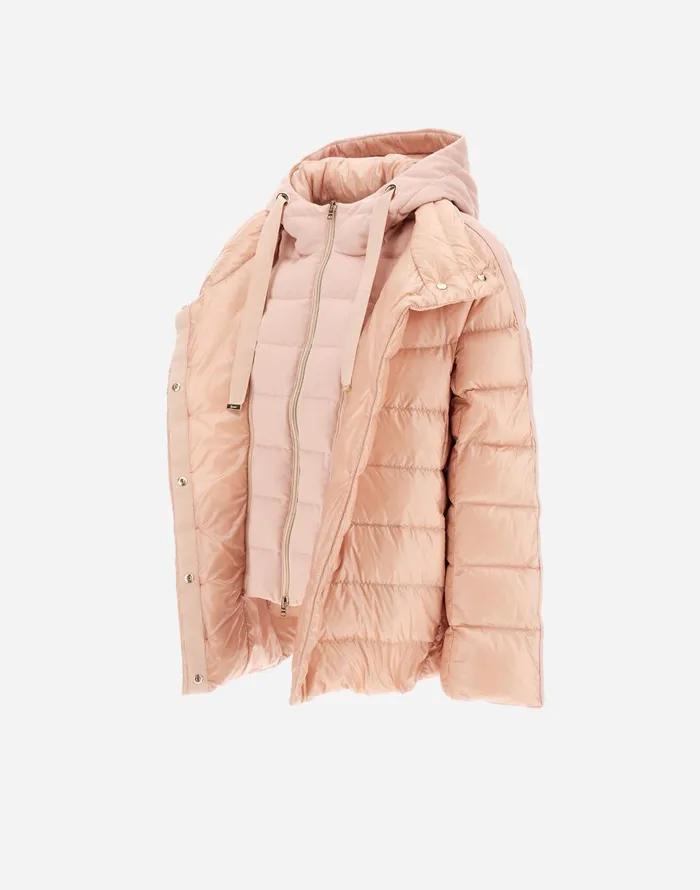 Herno CAPE IN NYLON ULTRALIGHT CASHMERE AND SILK Light Pink Women Short Down Jackets