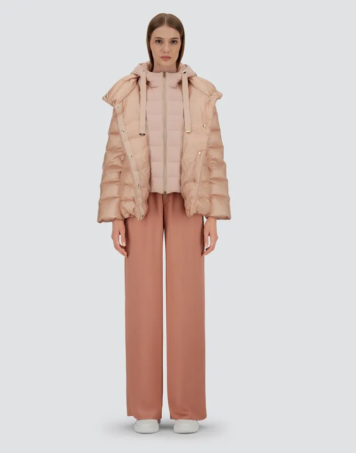 Herno CAPE IN NYLON ULTRALIGHT CASHMERE AND SILK Light Pink Women Short Down Jackets