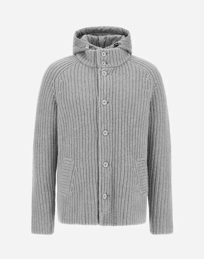 Herno CARDIGAN IN INFINITY WOOL AND ECOAGE Putty Men Knitwear