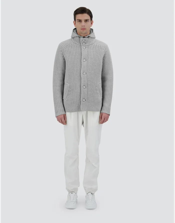 Herno CARDIGAN IN INFINITY WOOL AND ECOAGE Putty Men Knitwear