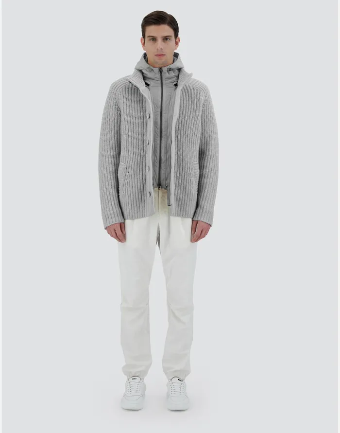 Herno CARDIGAN IN INFINITY WOOL AND ECOAGE Putty Men Knitwear