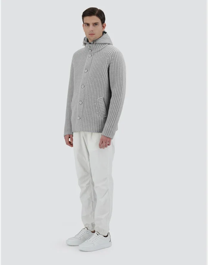 Herno CARDIGAN IN INFINITY WOOL AND ECOAGE Putty Men Knitwear