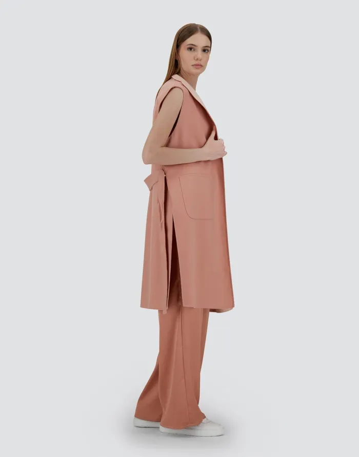 Herno DOUBLELAYERED WOOL VEST Pink Women Vests