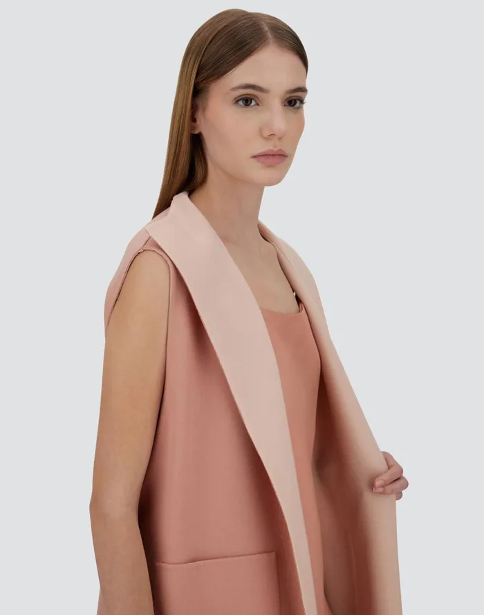 Herno DOUBLELAYERED WOOL VEST Pink Women Vests