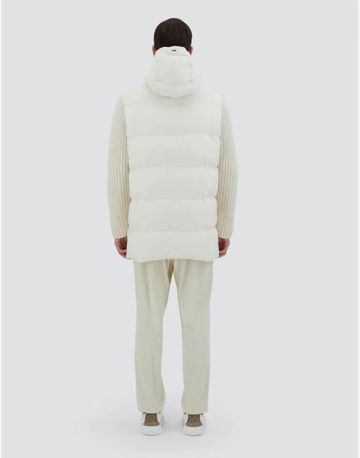Herno JACKET IN CASHMERE SILK AND KNIT Ivory Men Long Down Jackets