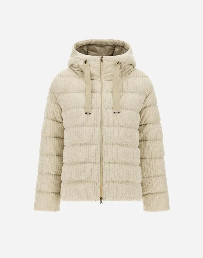 Herno JACKET IN SHINY RIBBED KNIT Chantilly Women Parka and Jackets