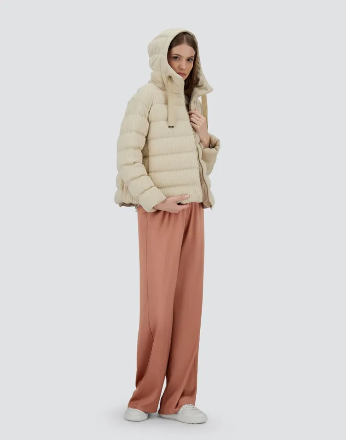 Herno JACKET IN SHINY RIBBED KNIT Chantilly Women Parka and Jackets