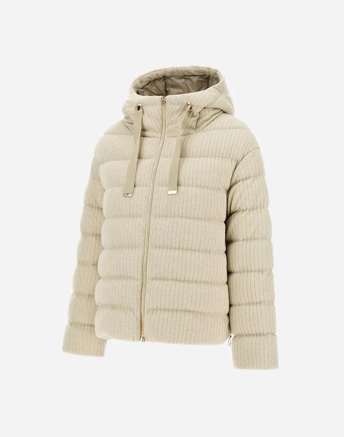Herno JACKET IN SHINY RIBBED KNIT Chantilly Women Parka and Jackets