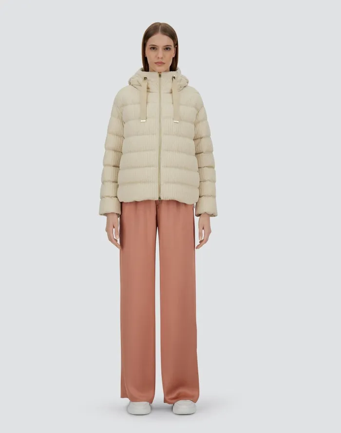Herno JACKET IN SHINY RIBBED KNIT Chantilly Women Parka and Jackets