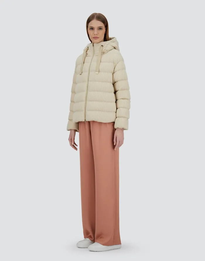 Herno JACKET IN SHINY RIBBED KNIT Chantilly Women Parka and Jackets