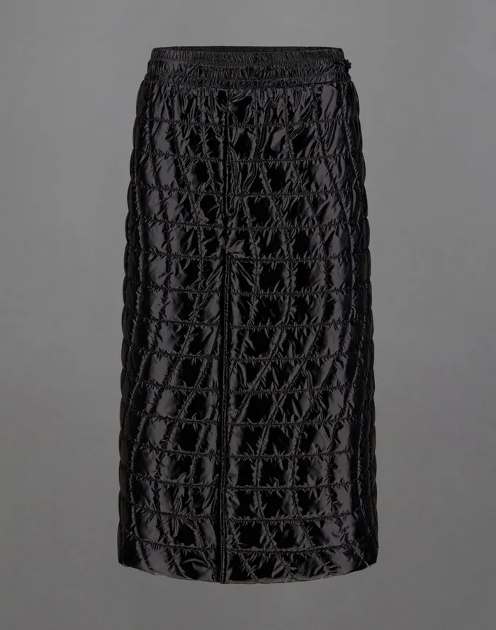Herno LAMINAR SKIRT IN 2 LAYERS GLAZED RIPSTOP Black Women Skirts and Dresses