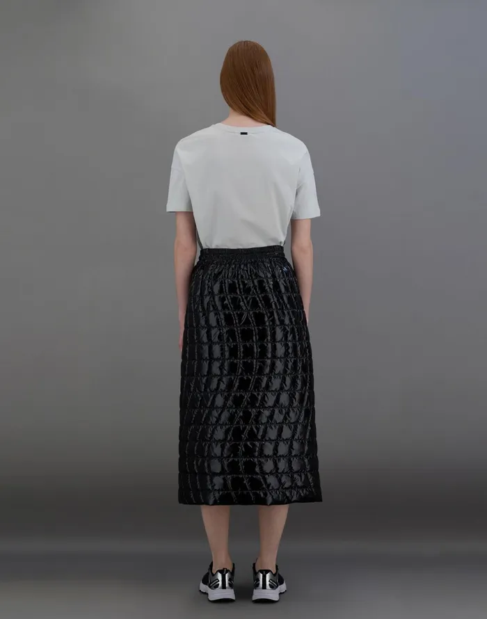Herno LAMINAR SKIRT IN 2 LAYERS GLAZED RIPSTOP Black Women Skirts and Dresses
