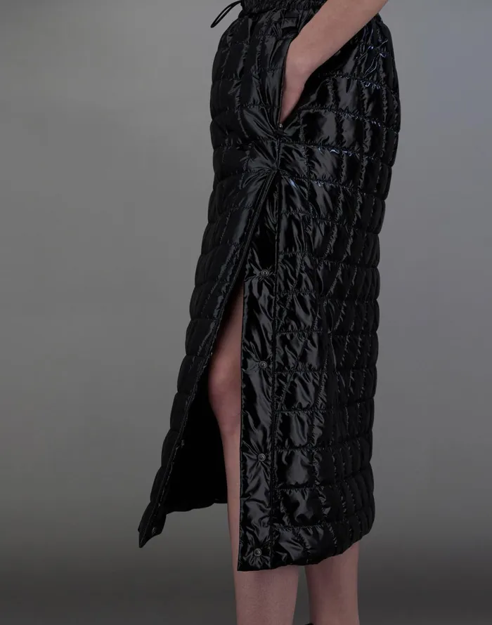 Herno LAMINAR SKIRT IN 2 LAYERS GLAZED RIPSTOP Black Women Skirts and Dresses