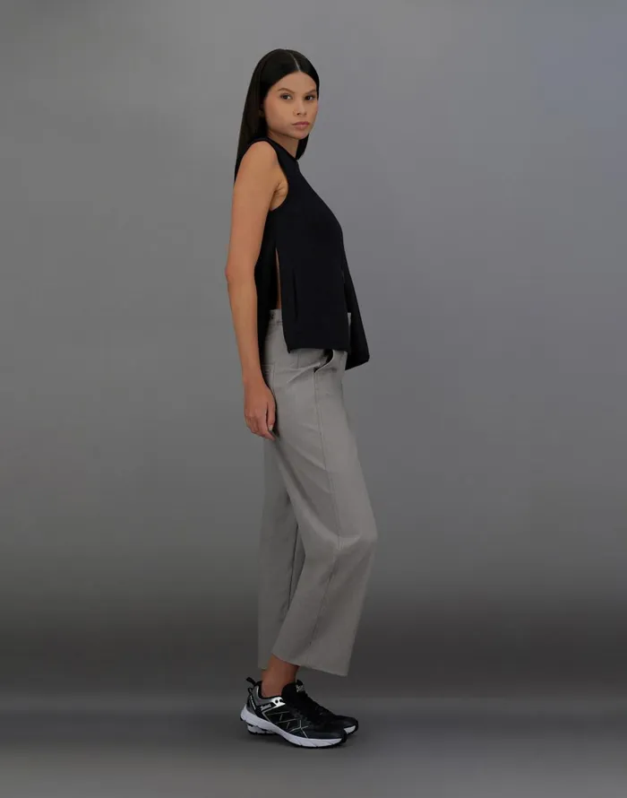 Herno LAMINAR TOP IN CONY KNIT AND EXTRALIGHT STRETCH Black Women Sweaters and Cardigan