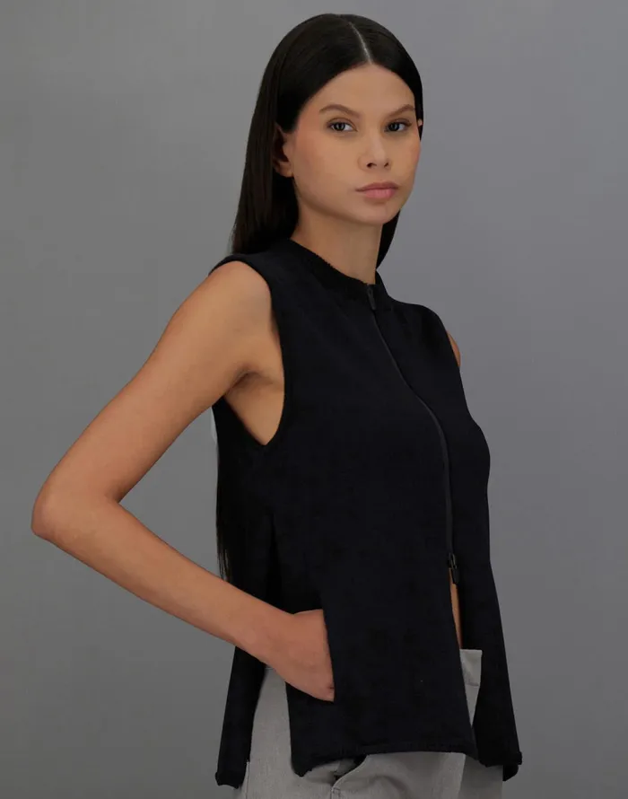 Herno LAMINAR TOP IN CONY KNIT AND EXTRALIGHT STRETCH Black Women Sweaters and Cardigan