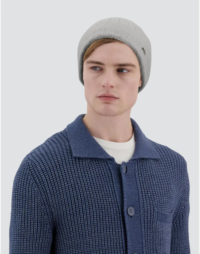 Herno RESORT BEANIE IN INFINITY WOOL RIB Putty Men Hats