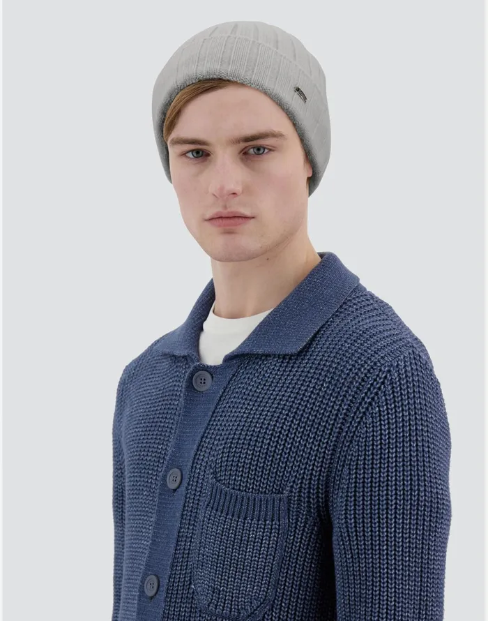 Herno RESORT BEANIE IN INFINITY WOOL RIB Putty Men Hats