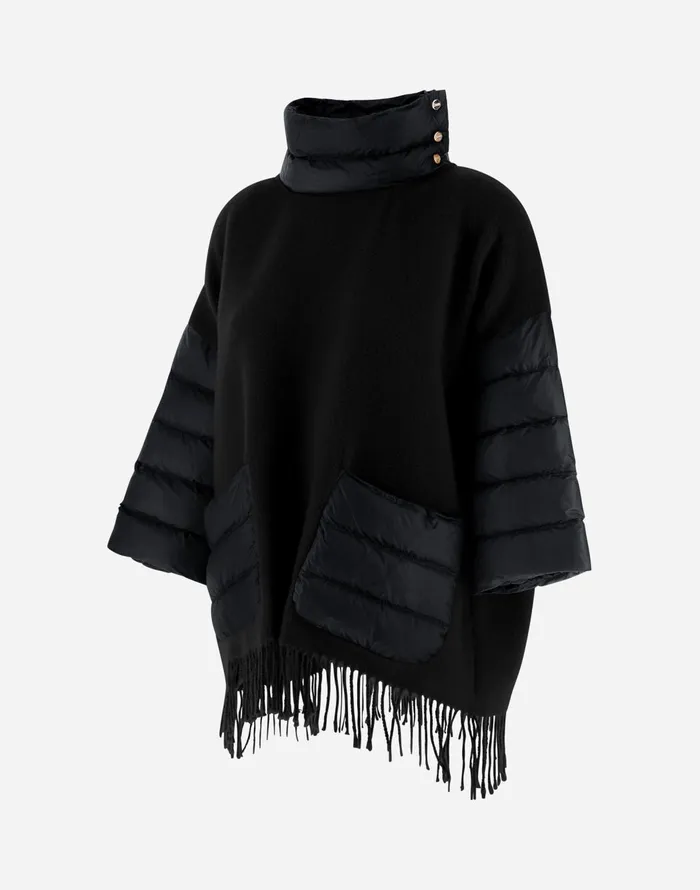 Herno RESORT PONCHO IN SOFT PONCHO and NYLON ULTRALIGHT Black Women AShape
