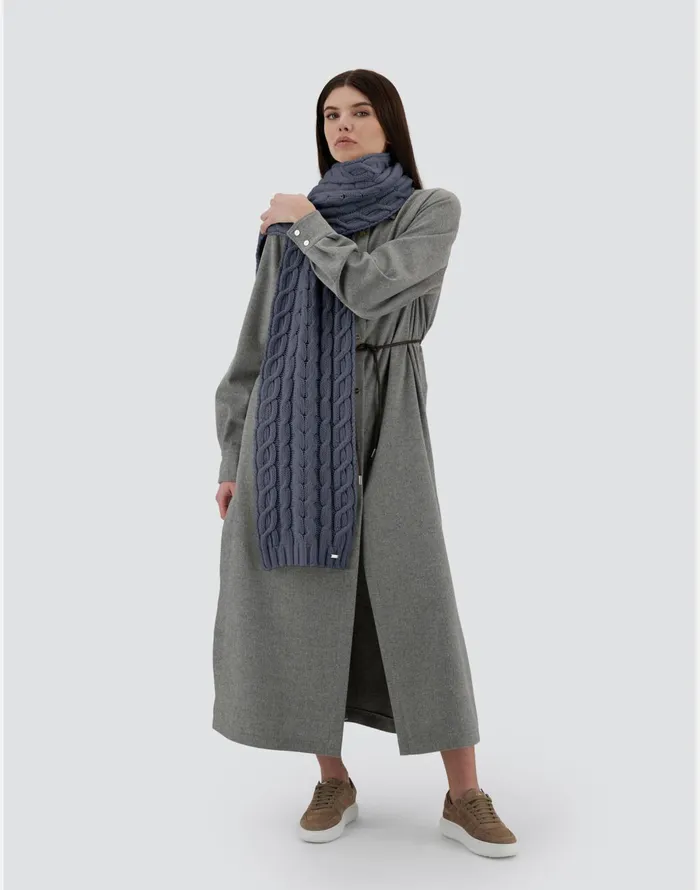Herno RESORT SCARF IN INFINITY BRAID Air Force Blue Women Scarves