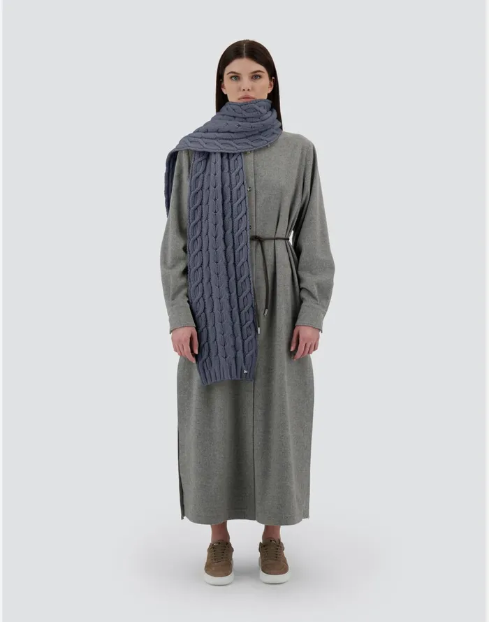 Herno RESORT SCARF IN INFINITY BRAID Air Force Blue Women Scarves