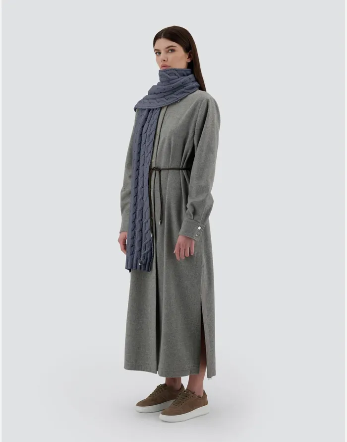 Herno RESORT SCARF IN INFINITY BRAID Air Force Blue Women Scarves
