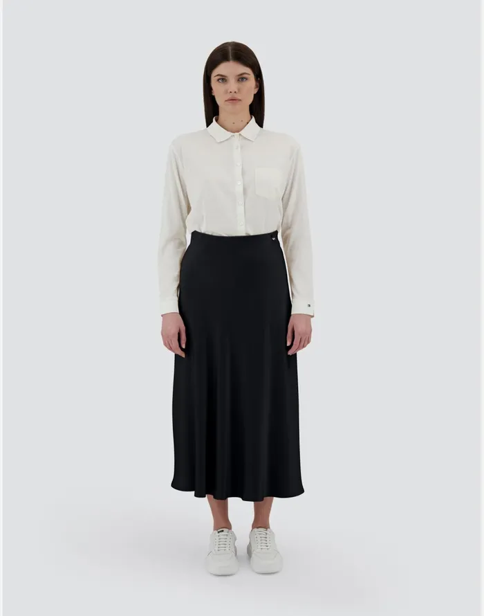 Herno RESORT SKIRT IN SATIN EFFECT Black Women Skirts and Dresses