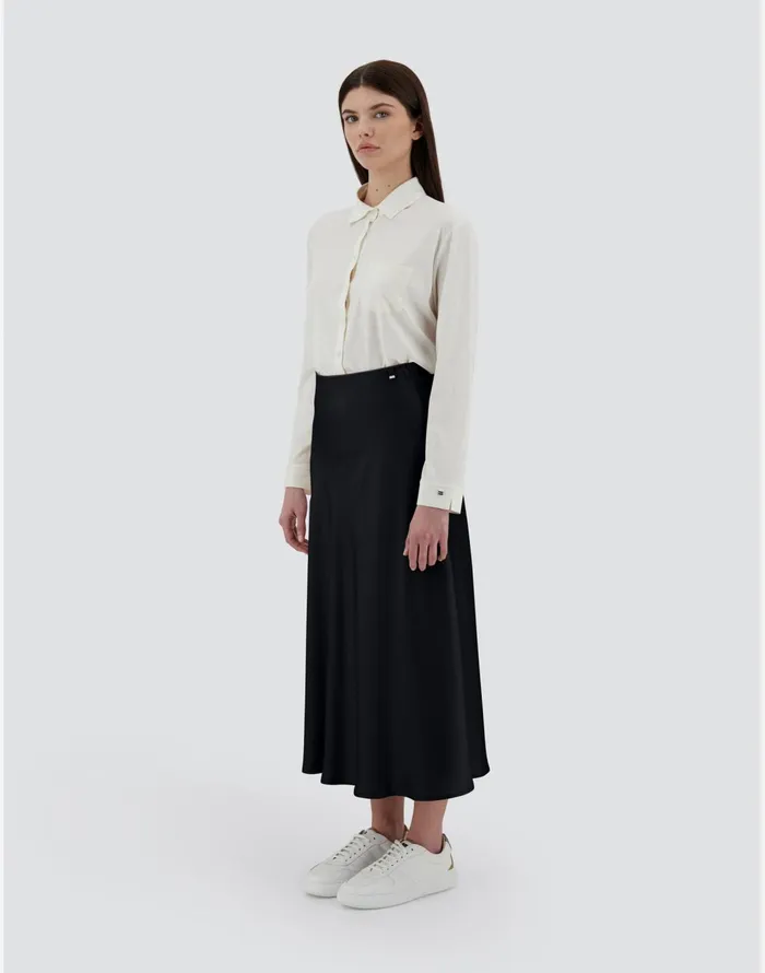 Herno RESORT SKIRT IN SATIN EFFECT Black Women Skirts and Dresses